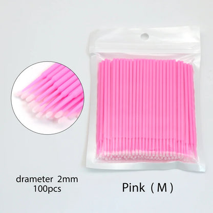 100Pcs Disposable MicroBrush Lash Cotton Swab Eyelash Extension Glue Cleaning Brushes Applicator Sticks Makeup Tools Wholesale