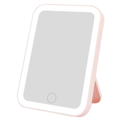 3 Colors LED Vanity Mirror Touch Screen 3 Brightness Dimmable USB Rechargeable Portable Makeup Mirror