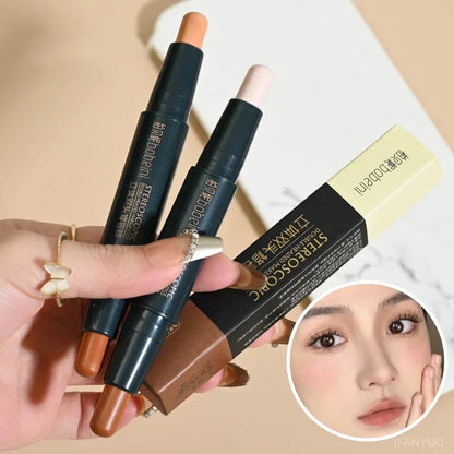 Double Head Highlight Pen High Quality Makeup Base Foundation Stick Contouring Stick for Three-dimensional Nose Bridge Shadow