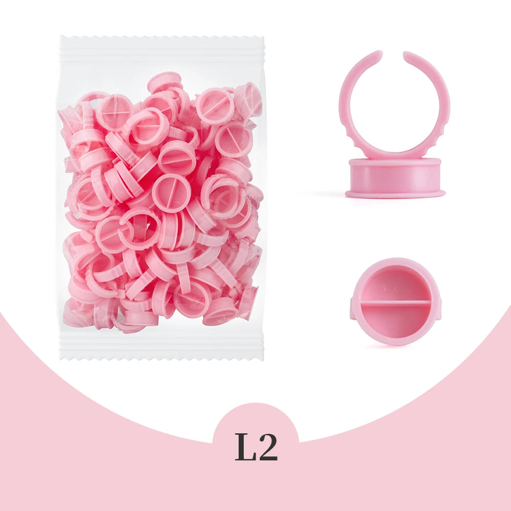 GLAMLASH 100Pcs/Bag Disposable Eyelash Extension Glue Ring Cup Tattoo Pigment Holder Container Lash Tools