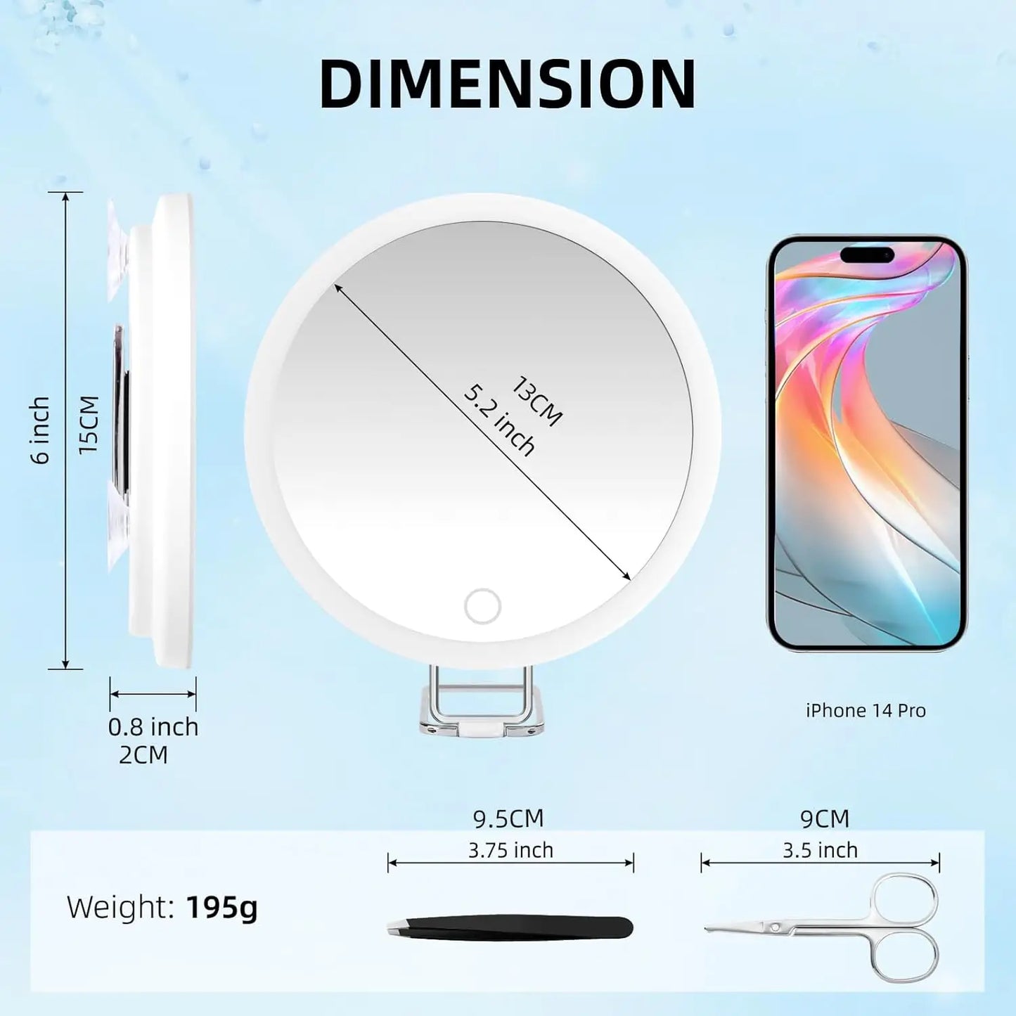 Tweezers & Scissors 30x Magnifying Mirror Set LED-Lit Magnifying Makeup Mirror 30x Magnification Makeup Mirror Portable Travel