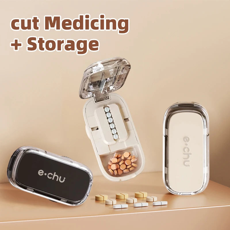Sharp Pill Cutter Half Storage Compartment Box Splitter Divide Medicine Organizer Drug Slicer Medicine Tablet Storage Container