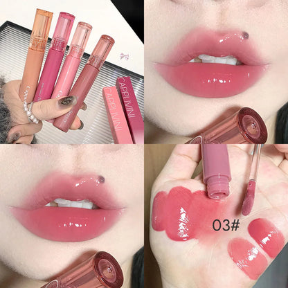 Cappuvini Jelly Mirror Lip Glaze Water Light Moisturizing Lip Gloss Long-lasting Makeup Lipstick