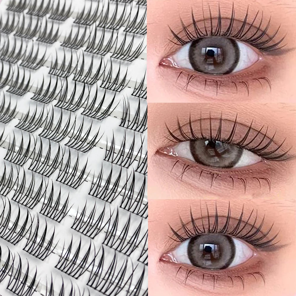 10 rows Individual Mink Eyelashes 1/box 60 Bundles Natural Eyelash extension 3D Russia Lashes Cluster Fox Eye Effect Makeup Lash