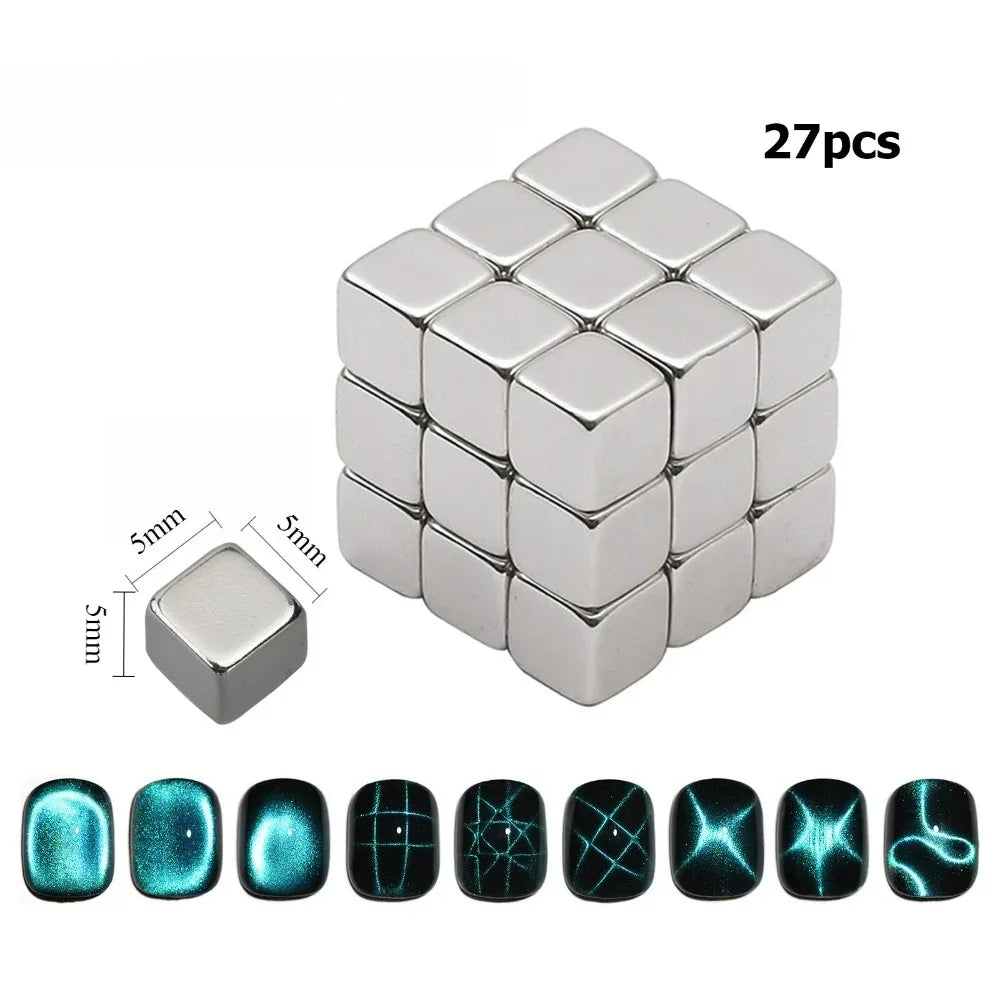 3D Double Headed Nails French Shape Strong Cat Eye Magnet Nail Art Gel Polish Magnetic Effect Manicure Accessories Tools Set
