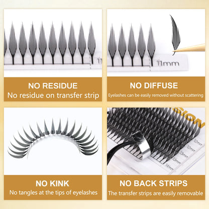 lashrujade Comic Spire Lashes Premade Fans Eyelash Extension Tower Top Feather shape Lashes Faux Mink Soft Natural Makeup Lashes