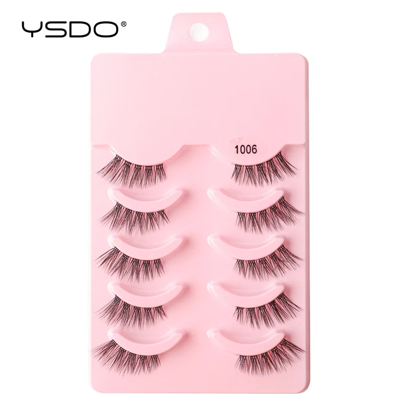 YSDO 5 Pairs Eyelashes Natural Long 3D Mink Lashes Fluffy Volume Mink False Eyelashes Cruelty Free Wispy Lashes Makeup Cilios