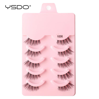 YSDO 5 Pairs Eyelashes Natural Long 3D Mink Lashes Fluffy Volume Mink False Eyelashes Cruelty Free Wispy Lashes Makeup Cilios