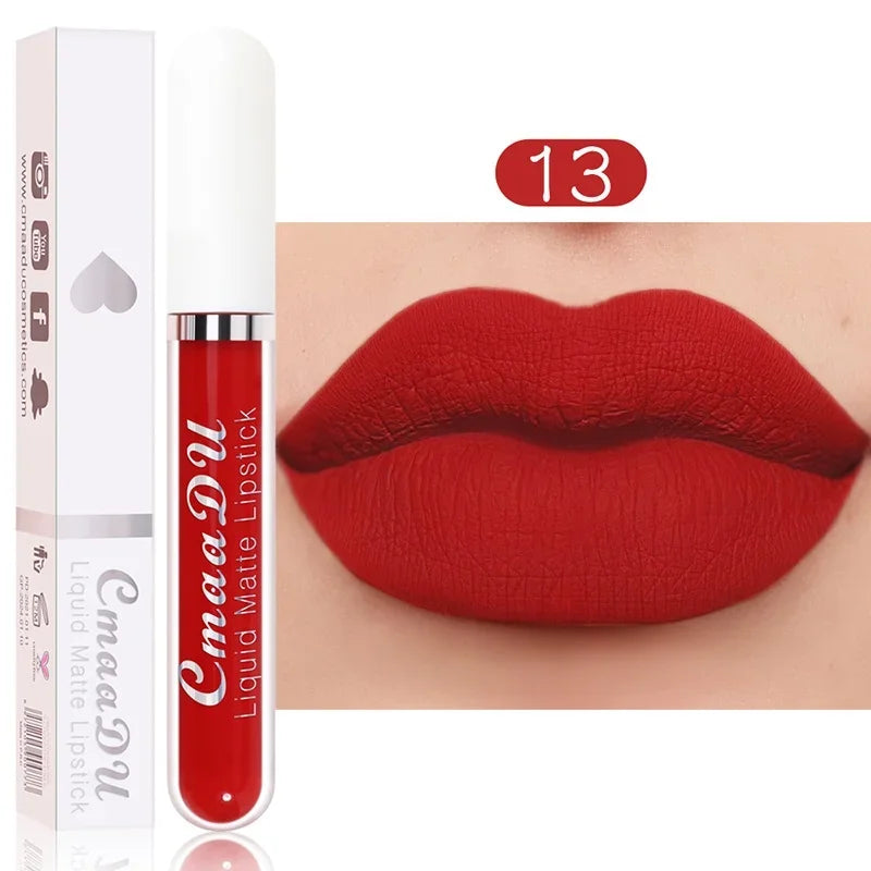 Women's Sexy Long-Lasting Velvet Matte Lip Gloss - Waterproof Nonstick Red Liquid Lipstick for Beauty Makeup