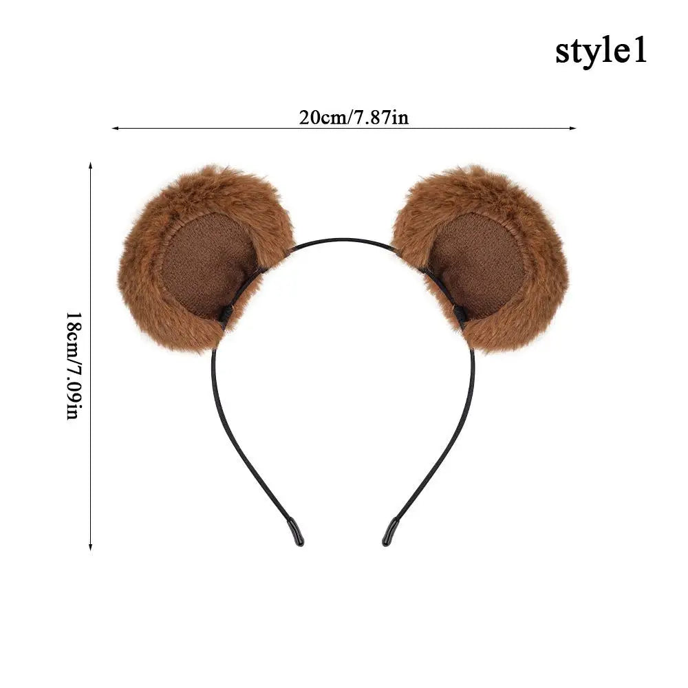 Plush Bear Ear Girl's Headbands Cosplay Makeup Headpiece Brown Animal Ears Hair Hoop DIY Cute Sweet Cartoon Hair Accessories