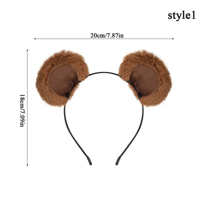 Plush Bear Ear Girl's Headbands Cosplay Makeup Headpiece Brown Animal Ears Hair Hoop DIY Cute Sweet Cartoon Hair Accessories