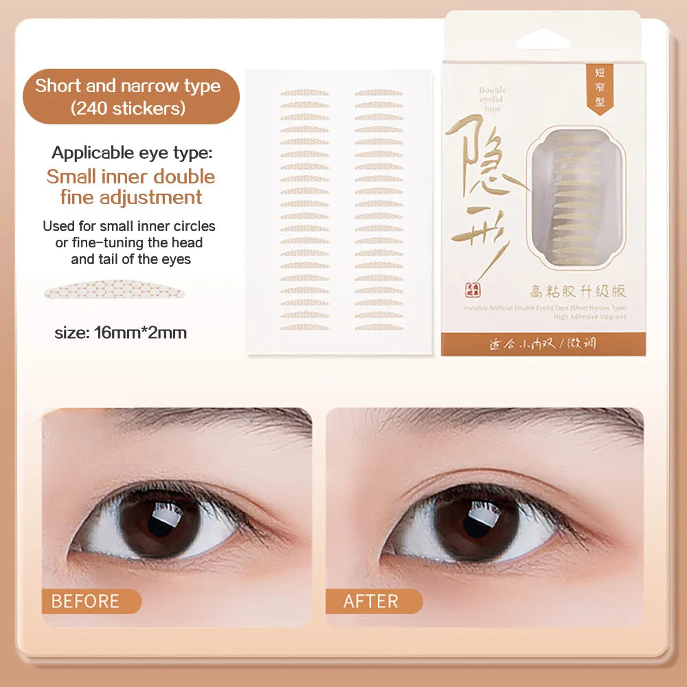 GECOMO 240PCS Invisible Double Eyelid Sticker High adhesive Traceless Natural Long-lasting Enlarge Eyes Beauty Tape Makeup Tool