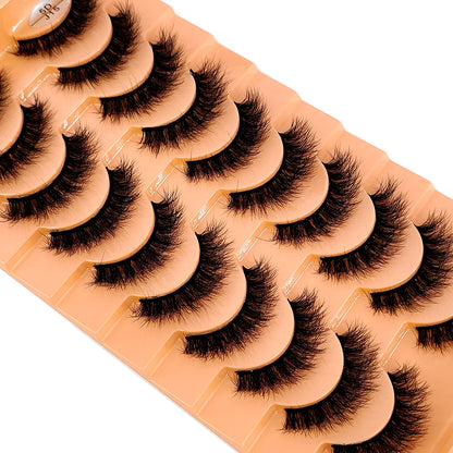 HBZGTLAD 10 Pairs Faux Mink Eyelashes Handmade False Eyelashes Natural Nude Makeup Simulation Cross Messy Eye 3D Curly Eyelashes