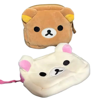 New Rilakkuma Storage Bag Cute Makeup Organizer Cartoon Bear Plush Multi Case Kawaii Cosmetic Bags Vanity Beauty Case