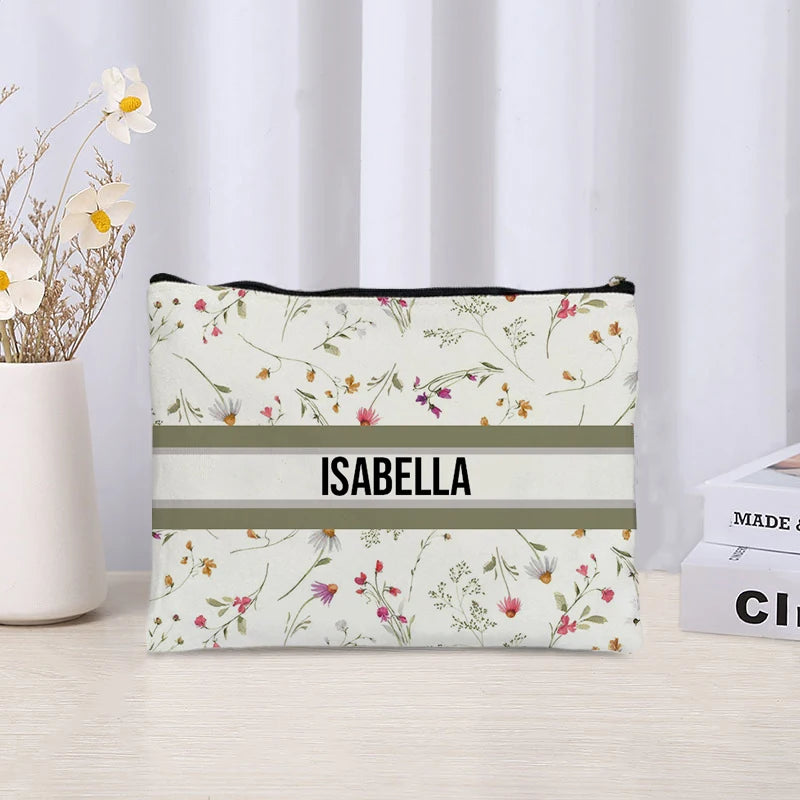 Custom Makeup Bag Trendy Canvas Travel Cosmetic Organizer Luxury Wedding Bridesmaid Gift Purse Vintage Brand Side Bag for Ladies