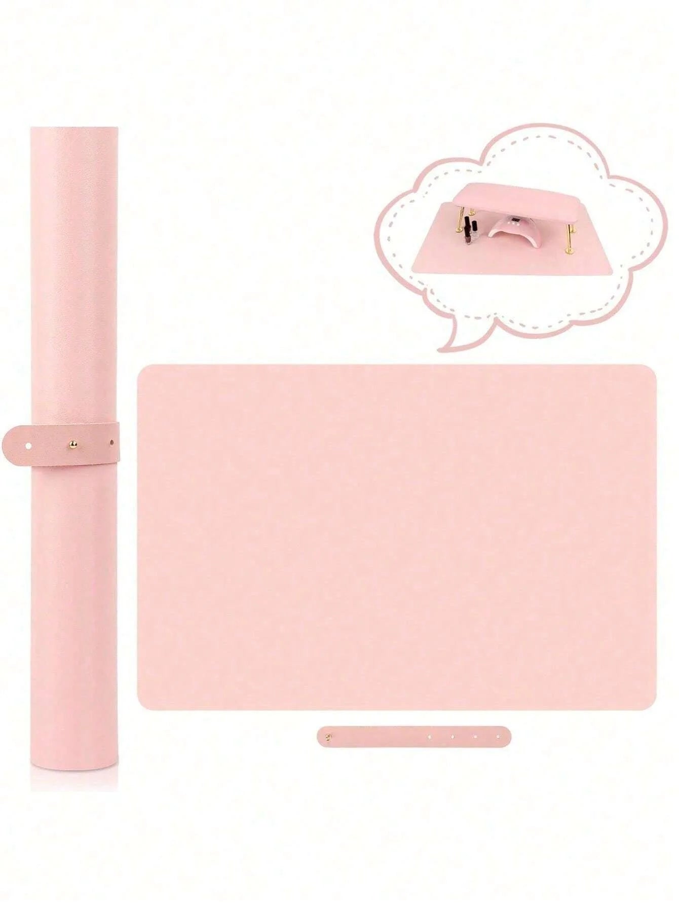1/2pcs Pink Nail Art Table Mat Portable Foldable Nail Art Armrest Mat Microfiber Leather Soft Nail Art Mat for Nail Art Salon