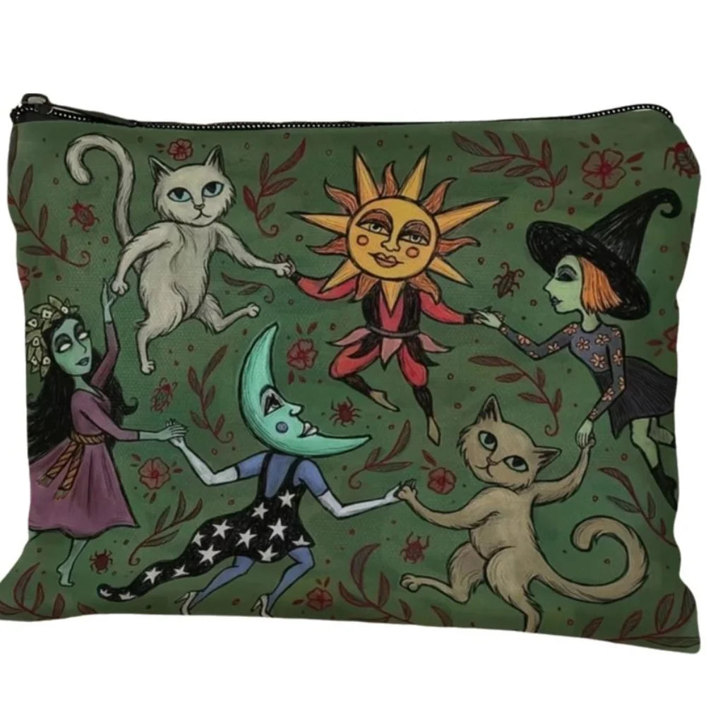 New Cat and Moon Design Makeup Bag Portable Durable Storage Bag Trendy Forest Bag Gift