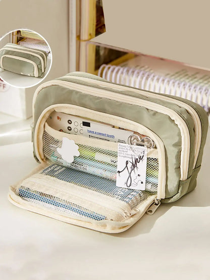 A Large-capacity Multi-layer Pencil Case, A Simple Multi-purpose Student Stationery Box And Makeup Storage Bag