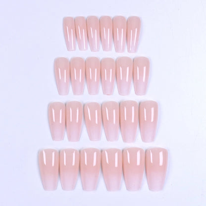 24pcs Long Coffin-Style Gradient Pressing Nails Gradient Colored Acrylic Fake Nails Reusable Glossy Fake Nails Suitable For Dail