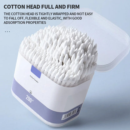 200PCS/box - high-quality double ended cotton swabs - suitable for personal cleaning, gentle makeup removal, makeup swabs, etc