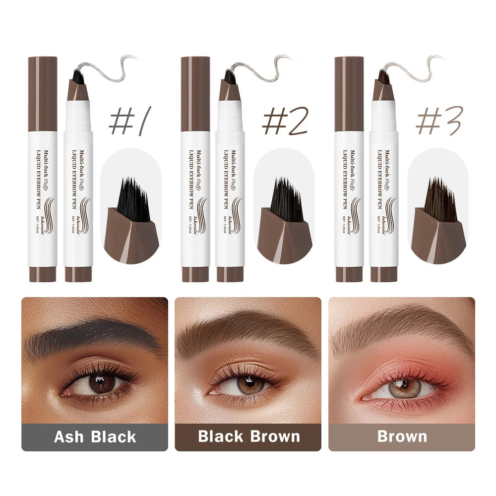 Long Lasting 4D Eyebrow Pen Multi Forks Liquid Pen Tip Fine Sketch Liquid Tattoo Brow Waterproof Precise Makeup