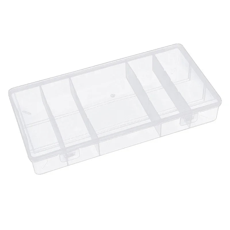 Transparent Rectangular With Lid 5-Grid Vertical Eyelash Extension Tool Organizer - Glue Tweezer Holder Makeup Storage Box