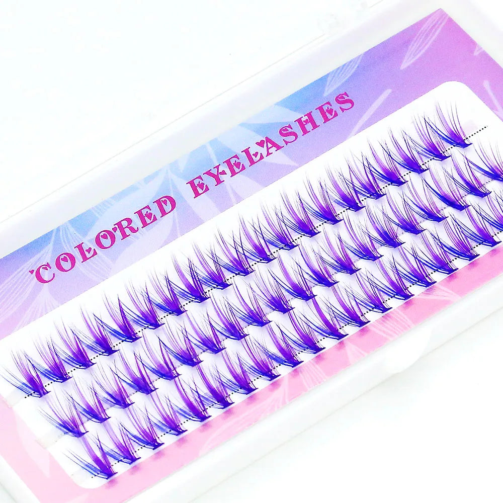 Blue Purple Mix Colored Lashes Cluster Eyelash Extension Natural Long 20D Volume Effect Faux Bunche Individual Makeup Cilias