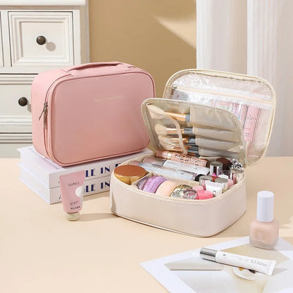 Waterproof Travel Storage Bag Large Capacity Portable Handbag with Dividers for Cosmetic Organization Makeup Bag for Outdoors