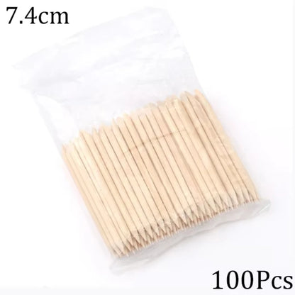 100/50Pcs Orange Wood Nail Sticks Double Sided Cuticle Pusher Remover Rhinestones Dotting Tools Nail Art Manicure Pedicure Care