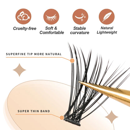 Super Bunch Wide Base 30D/40D/60D/80D Individual Eyelashes Cluster Russia Volume Eyelash Extension False Silk Lashes Makeup Tool