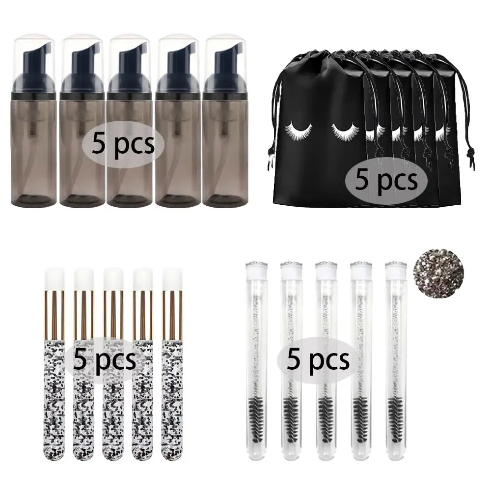 20/40PCS Suit 60ML Empty Pump Bottle Eyelash Shampoo Care Makeup Tool Travel Foam Dispenser Bottle Plastic Cleanser Soap Care