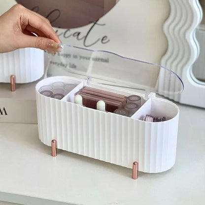 3 Grids Makeup Sponge Puff Storage Box Swab Clear Desktop Organizer Beauty Egg Bathroom Shelf Cleaning Rod Beauty Tool Container