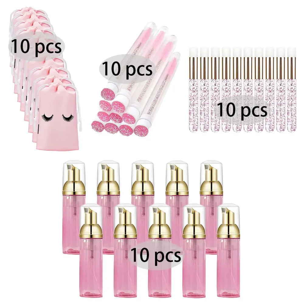 20/40PCS Suit 60ML Empty Pump Bottle Eyelash Shampoo Care Makeup Tool Travel Foam Dispenser Bottle Plastic Cleanser Soap Care