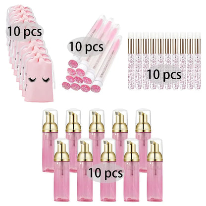20/40PCS Suit 60ML Empty Pump Bottle Eyelash Shampoo Care Makeup Tool Travel Foam Dispenser Bottle Plastic Cleanser Soap Care
