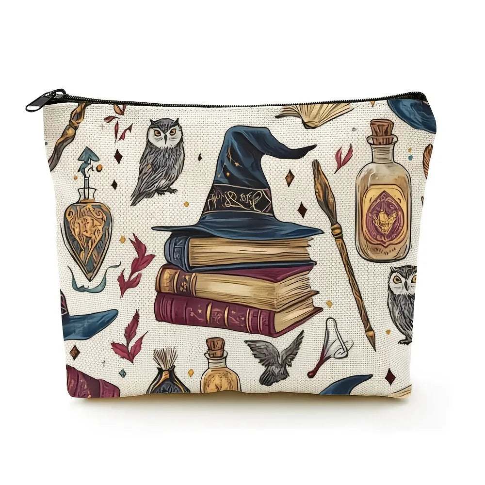 1pc Wizard Makeup Bag - Foldable & Lightweight Cosmetic Pouch with Zipper, Ideal Cute Travel Organizer, Birthday Gift