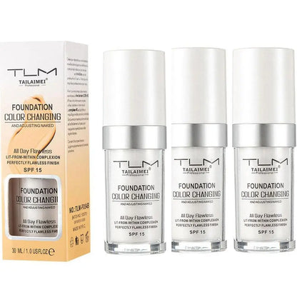 1/2/3PCs Color Changing Foundation, Temperature Liquid Foundation Naturally Blends Moisturizing Foundation Makeup Waterproof