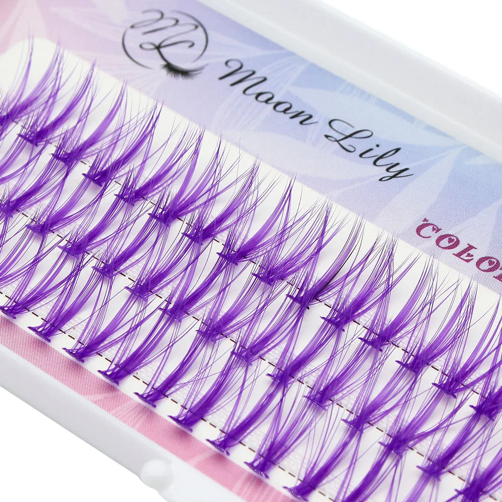 Blue Purple Mix Colored Lashes Cluster Eyelash Extension Natural Long 20D Volume Effect Faux Bunche Individual Makeup Cilias