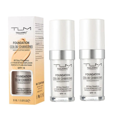 1/2/3PCs Color Changing Foundation, Temperature Liquid Foundation Naturally Blends Moisturizing Foundation Makeup Waterproof