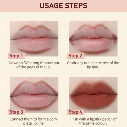 QIBEST Matte Nude Lipstick Pen Long Lasting Lipliner Lip Pencil Waterproof Lip Liner Contour Sexy Red Lip Makeup Set For Women