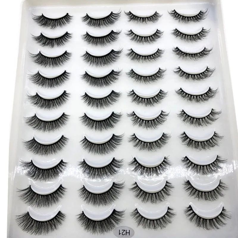 20 Pairs 3D Faux Mink Lashes Natural False Eyelashes Dramatic Fluffy Soft Wispy Volume Cross Reusable Eyelash MaKeup Tools