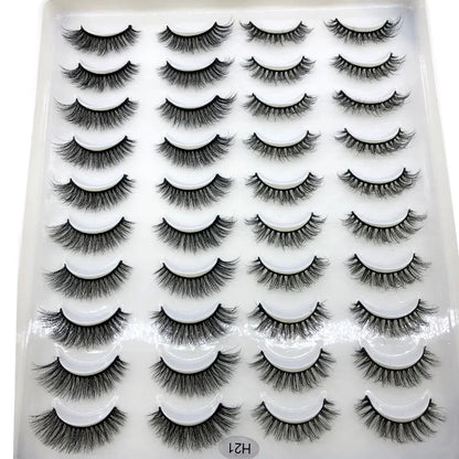 20 Pairs 3D Faux Mink Lashes Natural False Eyelashes Dramatic Fluffy Soft Wispy Volume Cross Reusable Eyelash MaKeup Tools