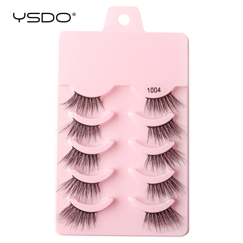 YSDO 5 Pairs Eyelashes Natural Long 3D Mink Lashes Fluffy Volume Mink False Eyelashes Cruelty Free Wispy Lashes Makeup Cilios