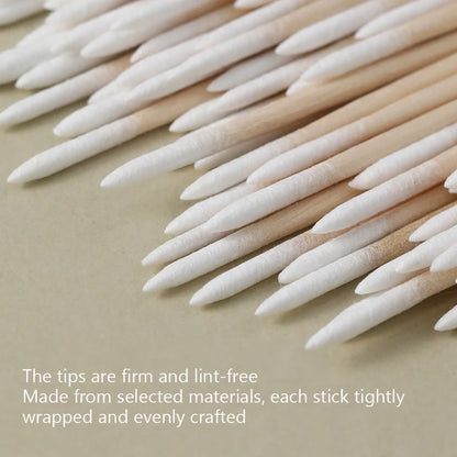 100Pcs Double-Ended Cotton Swabs Fine Pointed Tips for Nail Art Makeup Eyeliner Correction - Beauty Tools