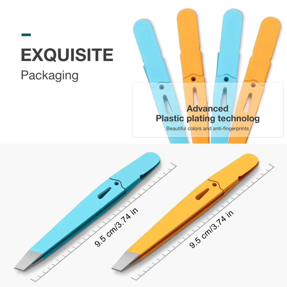 Colorful Stainless Steel High-Quality Eyebrow Tweezer Hair Beauty Fine Hairs Puller Slanted Eye Brow Clips Removal Makeup Tools
