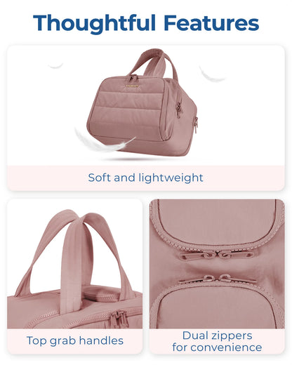 BAGSMART Large Capacity Travel Toiletry Bag Opening Makeup Bag Portable Cosmetic Storage Bag With Handle For Accessories Toiletr