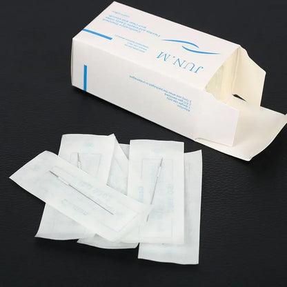 100PCS 1R 3R 5R 5F 7F Tattoo Needles+100Pcs Needle Cap Tips Disposable Microblading for Permanent Makeup Eyebrow Tattoo Machine