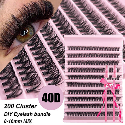 30D 40D 50D 60D Mink False Eyelash C/D Curl 8-16mm DIY Individual Eyelash Clusters Natural Eyelash Extension Makeup Tool Lashes