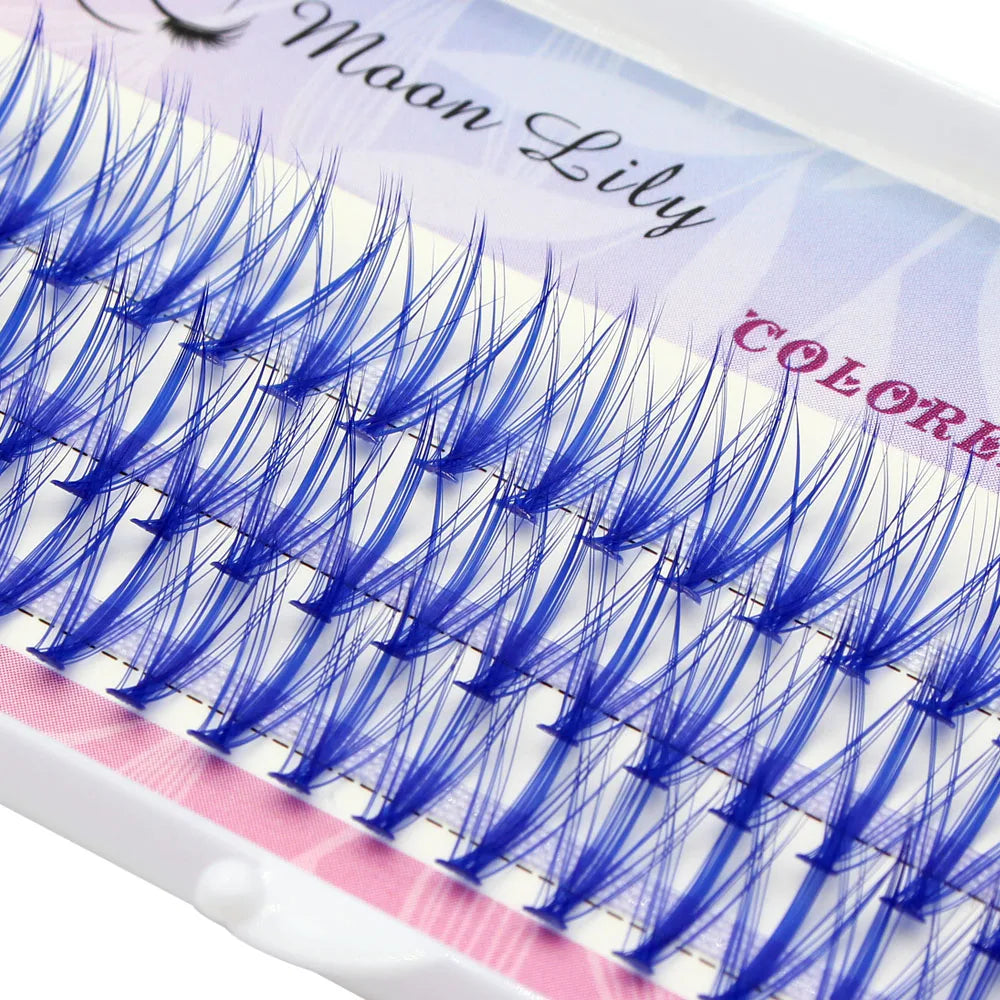 Blue Purple Mix Colored Lashes Cluster Eyelash Extension Natural Long 20D Volume Effect Faux Bunche Individual Makeup Cilias