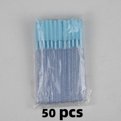 50pcs Crystal Silicone Eyelash Brush Lash Makeup Brushes Eyebrow Comb Eyelashes Extension Spoolie Microbrush Cosmetics Tool