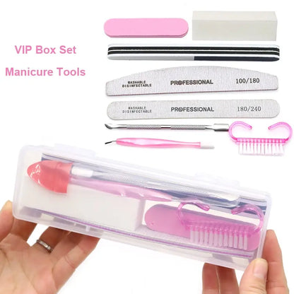 8pcs Nail Files Set 100/180 Nail Sanding Buffer Professional Manicure Files Makeup Pedicure Brushes Tool Extension cuticle Kits